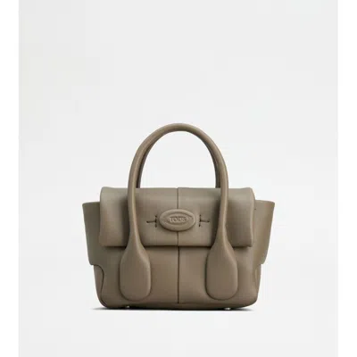 Tod's Di Bag Reverse In Leather Mini In Gray