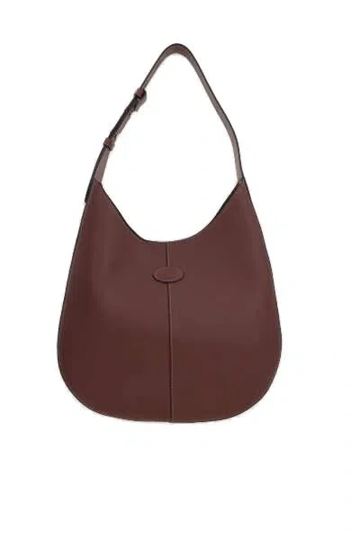 Tod's Small Leather Hobo Bag In Brown