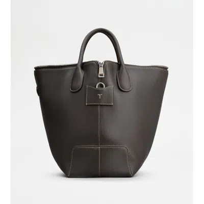 Tod's Di Bag Swing In Leather Medium In Grey