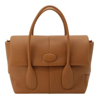 Tod's Di Logo Debossed Small Tote Bag In Brown