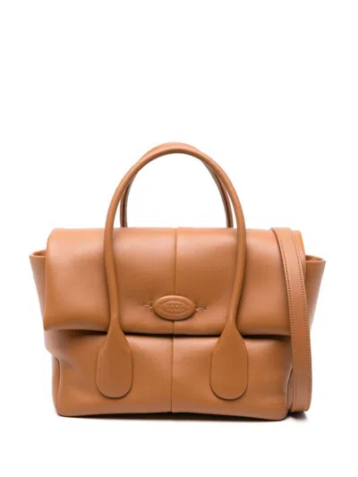 Tod's Caramel Brown Leather Tote Handbag For Women In Leather Brown