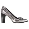 Tod's Distressed Loafer Pumps In Grey Leather In Grey