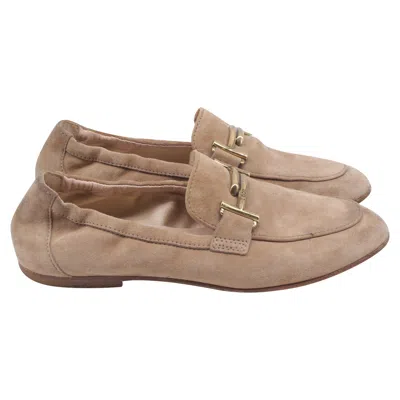 Tod's Double T Elastic Loafers In Beige Suede In Neutral