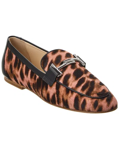 Tod's Double T Haircalf Loafer In Pink