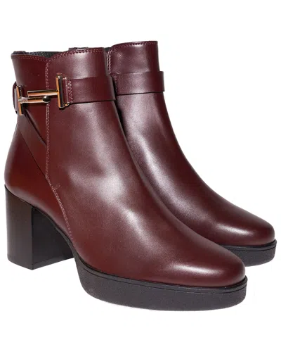 Tod's Double T Leather Boot In Brown