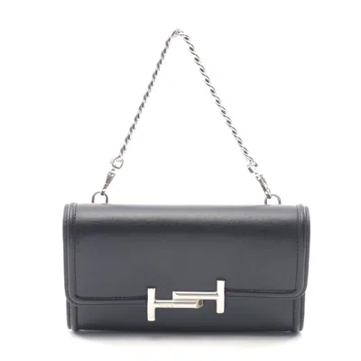 Tod's Double T Leather Handbag Black