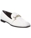 Tod's Double T Leather Loafer In White