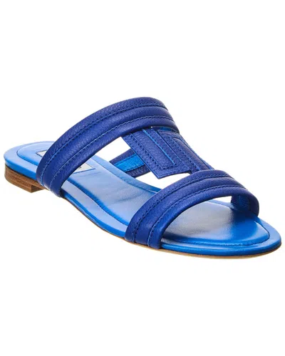 Tod's Double T Strap Leather Sandal In Blue