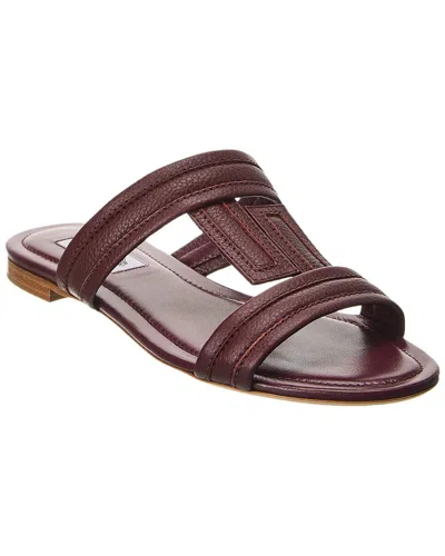 Tod's Double T Strap Leather Sandal In Red