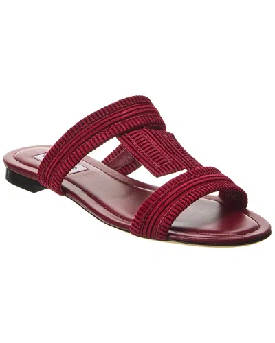 Tod's Double T Strap Suede Sandal In Red