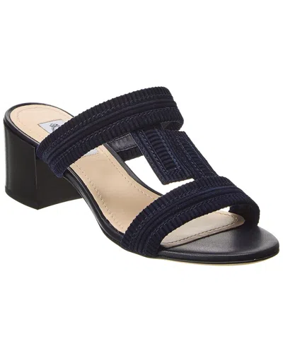 Tod's Double T Strap Suede Sandals In Blue
