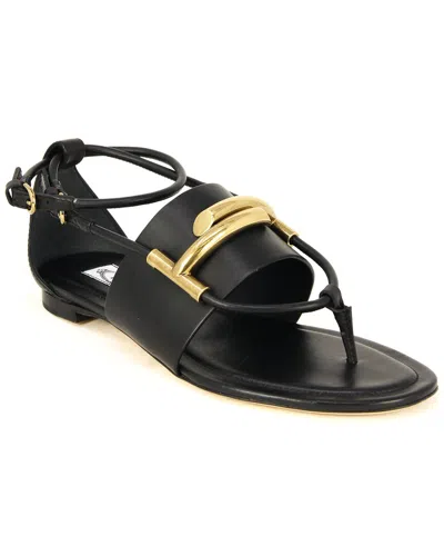 Tod's Double T Suede & Leather Sandal In Black
