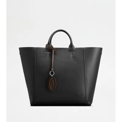 Tod's Double Up Shopping Bag In Leather Medium In Black