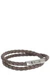 Tod's Double Wrap Woven Leather Bracelet With Snap Closure In Brown