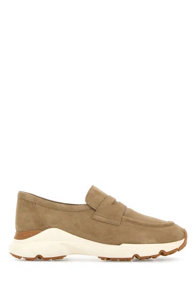 TOD'S TOD'S DOVE GREY SUEDE LOAFERS