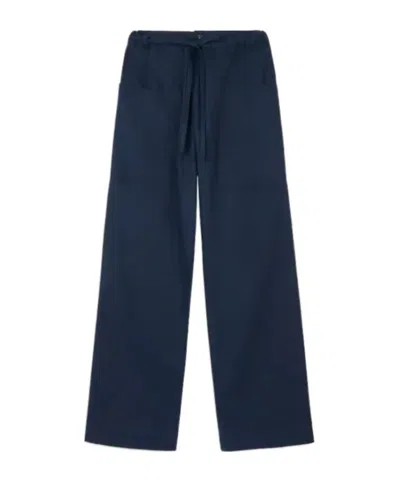 Tod's Drawstring Poplin Trousers In Blue