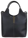 Tod's Dual Handle Black Leather Handbag With Zip Closure In Black