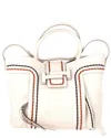 Tod's Ecru Leather Double T Stitch Detail Handbag (authentic Pre-loved)