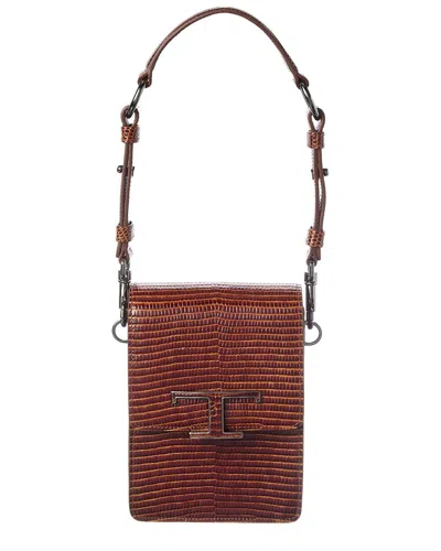 Tod's Embossed Leather Crossbody In Brown