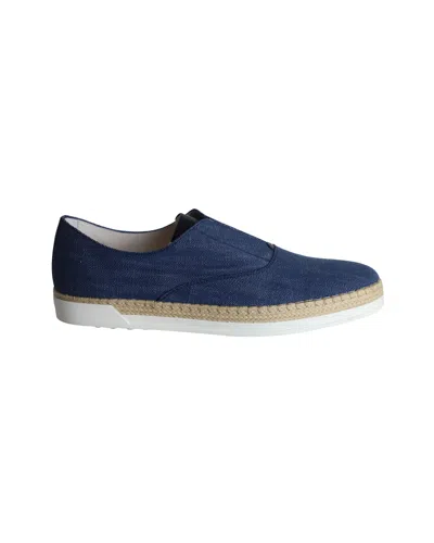 Tod's Espadrille Slip On Sneakers In Blue Denim