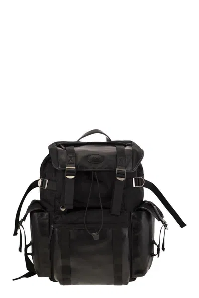 Tod's Fabric And Leather Medium Backpack In Black