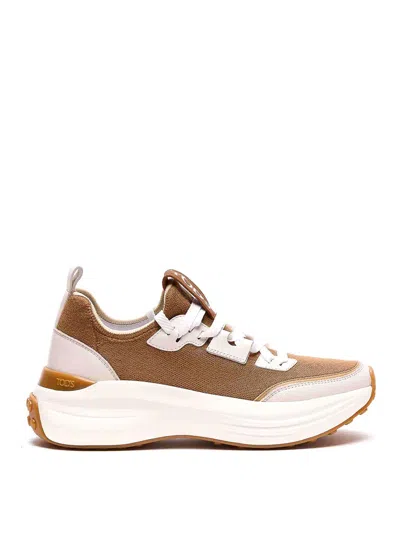 Tod's Fabric And Leather Sneakers In White