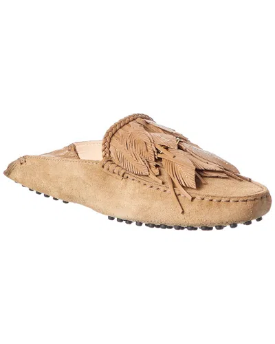 Tod's Feather Suede Loafer In Neutral