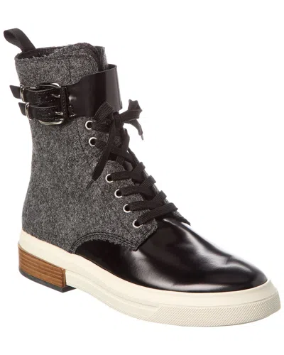 Tod's Felt & Leather Boot In Grey