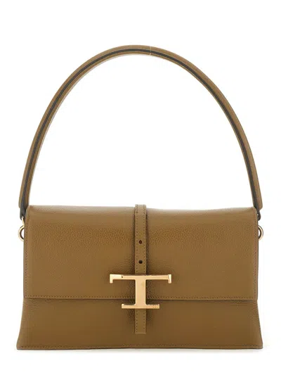 Tod's Flap T " Timeless" Bag In Brown