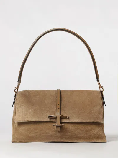 Tod's Flap T Timeless Suede Calfskin Shoulder Bag In Pattern