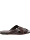 Tod's Flat Leather Sandals With Crossed Straps Shoes In Brown
