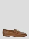 Tod's Brown Loafers With Logo Plaque In Leather Woman In Brown