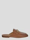 Tod's Flat Leather Mules In Brown