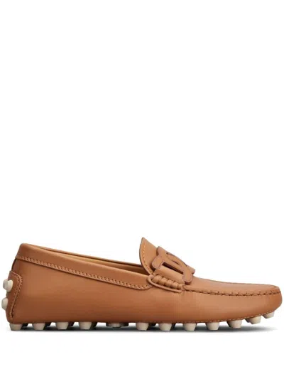 Tod's Gommino Chain-motif Loafers In Brown