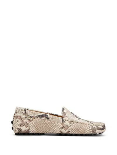 Tod's Snake-effect Leather Driving Loafers In Animal Print