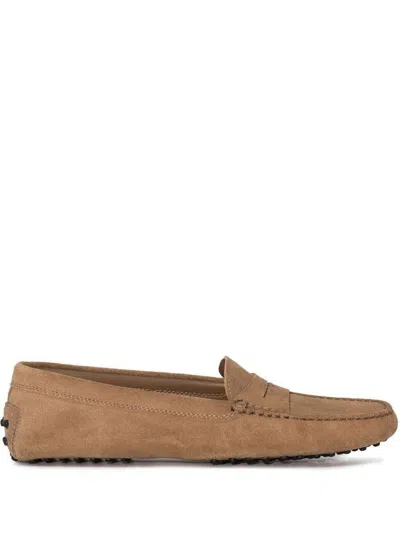 Tod's Almond Toe Loafers In Beige