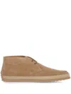 Tod's Lace-up Ankle Flat Boots With Espadrille Sole In Beige