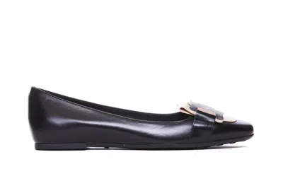 Tod's Leather Ballerina With Chain In Black
