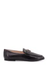 TOD'S TOD'S BLACK LEATHER T-LOGO LOAFERS