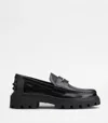 Tod's Calfskin Lug-sole Penny Loafers In Black