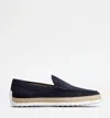 Tod's Slip On Suede Leather Sneakers In Blue