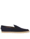 Tod's Suede Slip-on With Rafia Insert In Blue