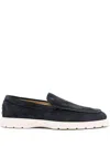 Tod's Mens Tods Ibrido Almond-toe Suede Loafers In Blue