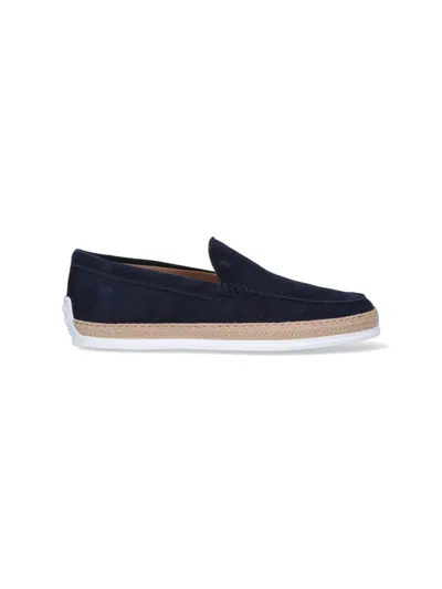 Tod's Suede Espadrille Loafers In Blue