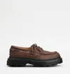 Tod's Boat Shoes With Chunky Sole And Eyelet Detailing In Brown