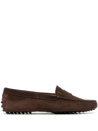 Tod's Gommino Suede Driving Shoes In Brown