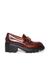 Tod's 女士麻花扣厚底粗跟乐福鞋休闲单鞋 In Brown