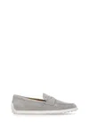 Tod's Grey Suede Leather Loafers In Grey