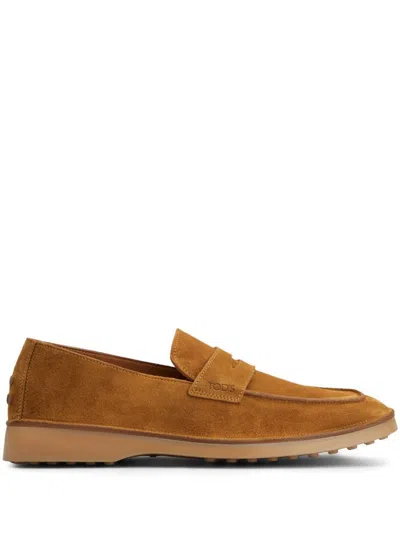 Tod's Loafers In Suede In Brown