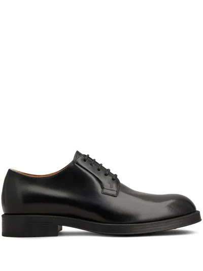 Tod's Polished Leather Lace-up Shoes With Rounded Toe In Black
